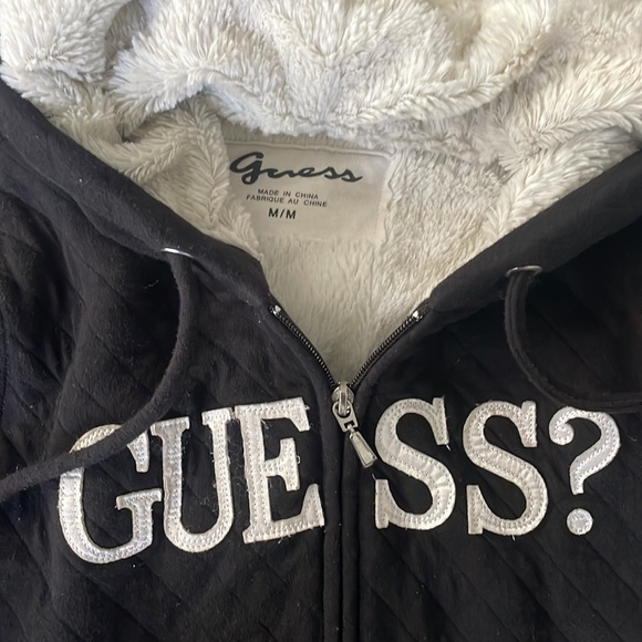 Womens fuzzy lined guess zip hoodie - Picture 2 of 4